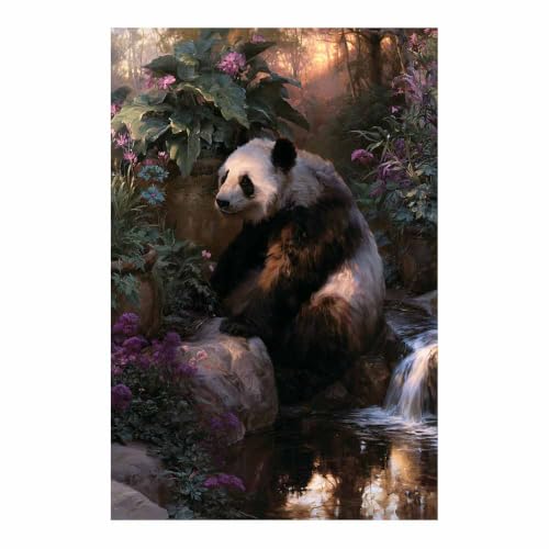 Peinture sur toile panda pour habiller un mur vide déco salon moderne 40x60cm