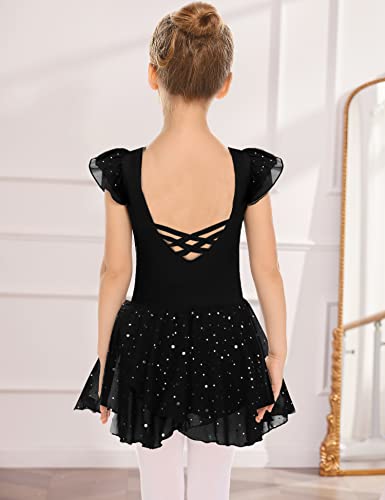 Image of Arshiner Girls Ruffle Sleeve Ballet Dance Dress Tutu Skirted Leotard
