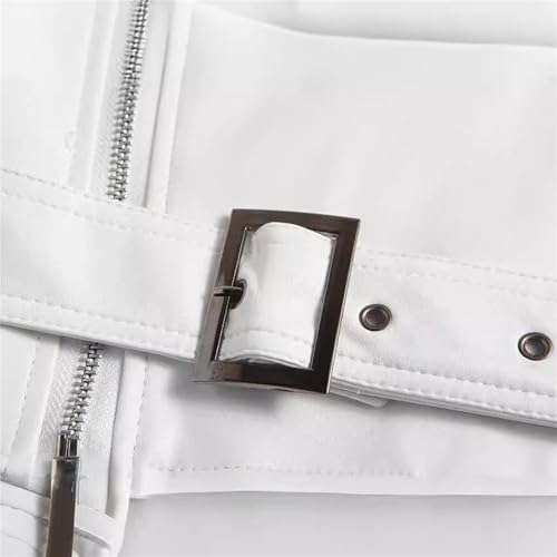 Male Motorcycle Racer Jackets Lapel Asymmetric Zip-Up Coats Casual Belted Motor Jacket All-Weather Riding4