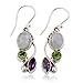 NOVICA Artisan Handcrafted Multigemstone Dangle Earrings | .925 Sterling Silver Handmade Dangle Earrings | Rainbow Moonstone Clear Green Multicolor Purple Dangle Earring | Natural Glamour Themed