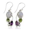 NOVICA Artisan Handcrafted Multigemstone Dangle Earrings | .925 Sterling Silver Handmade Dangle Earrings | Rainbow Moonstone Clear Green Multicolor Purple Dangle Earring | Natural Glamour Themed