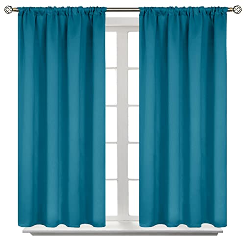 BGment Teal Blue Blackout Curtains 40 Inch Long for Kitchen Bedroom Window