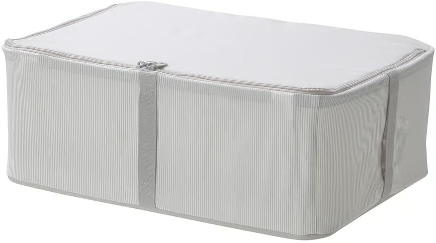 Set of 2 Fabric Storage Container with Zipper, Light Gray Organizer for Clothes, 13.5 x 20 x 7.5 Inches