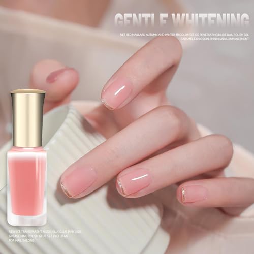 Nude Pink Nail Polish, Jelly Pink Nail Varnish, Chip Resistant & Water Based Translucent Gel Polish, Quick Dry Nail Polish for Manicure DIY at Home, Highly Pigmented Clear Gel Nail - Image 4