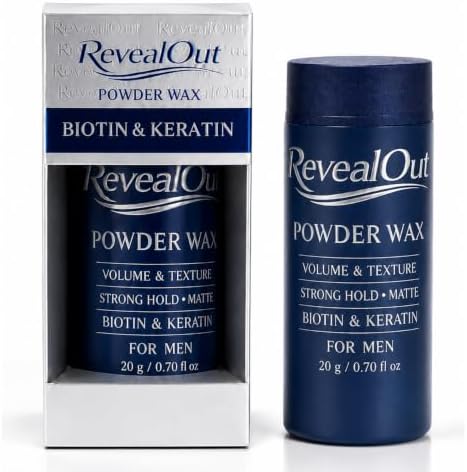 RevealOut Powder Wax for Men Volumizing Texture Powder for Hair, Strong Hold Matte Finish Styling Powder Men’s Hair Texturizer with Biotin & Keratin Instant Volume for Thin Flat Limp Hair Powder