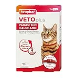 BEAPHAR - VETOplus Parasiten Halsband Für Katzen Ab 12 Wochen - Bis Zu 4 Monate Wirksam Gegen Flöhe, Zecken, Mücken Und Herbstgrasmilben - Rot, 35 cm