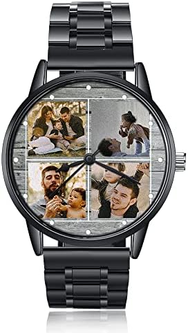 Jeweidea Personalized Photo Watch for Men, Custom 4 Pictures with...