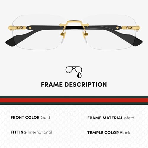 Image of Gucci GG1221O Designer Fashion Eyeglasses Stylish Vintage Rimless Frame Eyewear with Luxury eSHADES Kit - Embrace Sophistication and Elegance