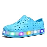 KALEKI Toddler Water Shoes,Kids Slip-On Shoes,Waterproof Light Up Shoes for Boys and Girls,Lightweight Non-Slip Quick Dry Beach Sandals Blue