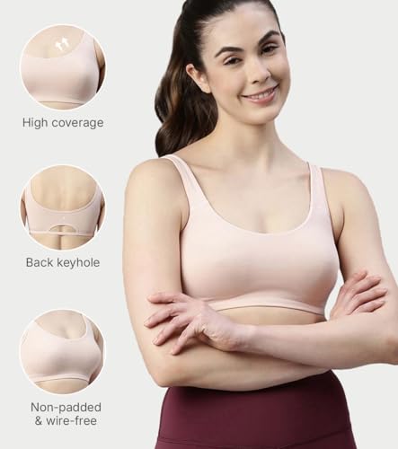 Image of Enamor Low Impact Women's Cotton Easy Everyday Bra - All Day Comfort Non Padded, Wirefree, High Coverage - SB06