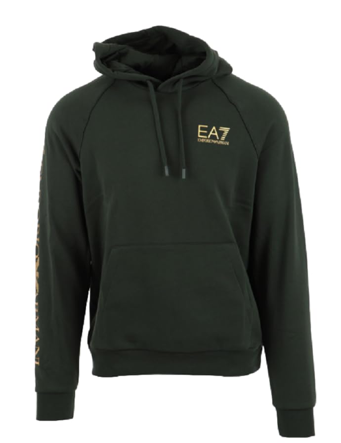 Sweat à capuche EA7 haut de gamme noir avec logo poitrine