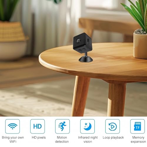 SiumPklay Mini Spy Camera WiFi Hidden - 4K HD Small Secret Wireless Camera with Night Vision, Motion Detection, 6H Battery, Real-Time Alert, Cloud/SD Storage for Home Security Surveillance (Black) - Image 3