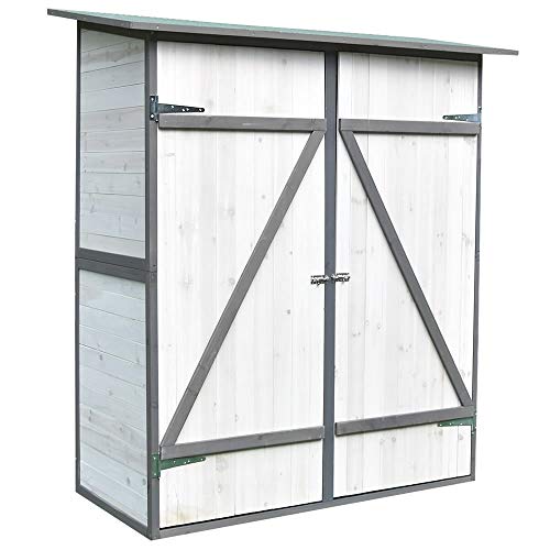 Foto von Melko Gartenschrank Gerätehaus Holz mit Pultdach 162x140x75 cm inkl. Regal