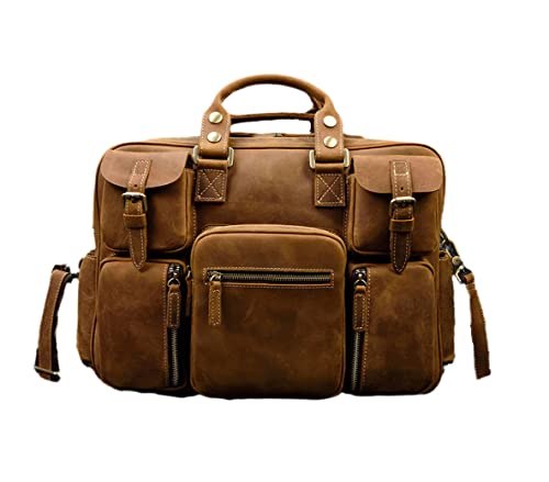 Mallette en cuir naturel marron clair avec bandoulière pour ordinateur portable homme