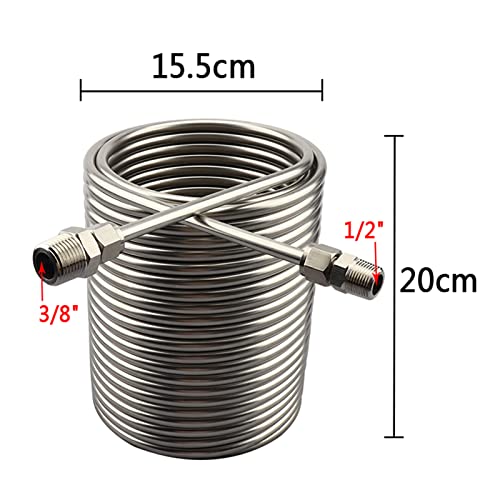 Aizyr Stainless Steel Cooling Coil Pipe, Immersion Wort Chiller 1/2" & 3/8" Port & Spiral Tube Coil Homebrew Beer/Wine Heat Exchangers Coil #TOP1