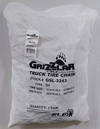Grizzlar GSL-2243 Alloy Truck Ladder Twist Link Tire Chains 275/75-22.5, 275/80-22.5, 285/75-22.5, 295/70-22.5, 295/75-22.5