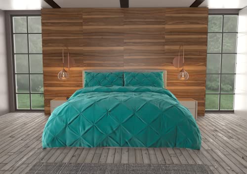 Image of Nestl Twin Comforter Set Pinch Pleat Comforter, Bedding Comforter Sets, Comforter Set for Twin Bed, Pintuck Comforter Set Twin /Twin XL Size, Down Comforter with 1 Pillow Sham, 2-Piece - Teal Blue