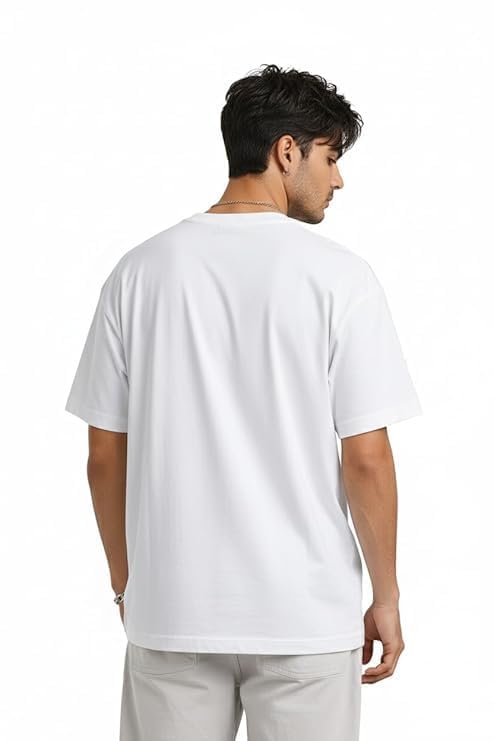 Image of Men's Oversized Black T-Shirt with Crane Bird and Floral Embroidery, Casual Streetwear