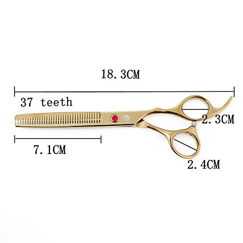 Image of Purple Dragon 7.0 inch Rhinestone Decoration 3PCS Pet Grooming Scissors Dog Hair Cutting & Thinning Shears Set (Gold)