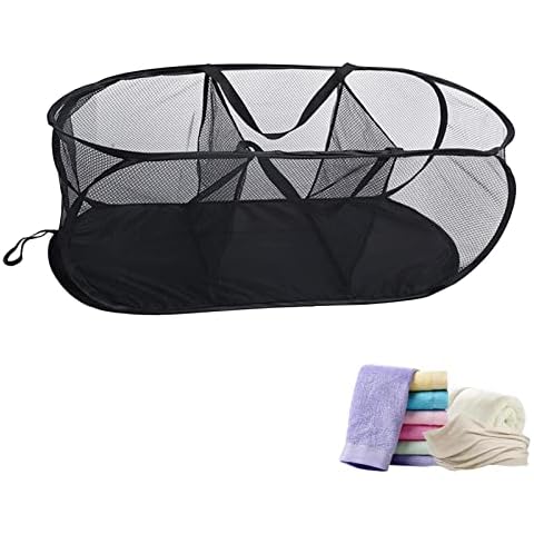 BHKC Mesh-Wäschekorb,Wäschesortierer mit 3 Fächern Cover