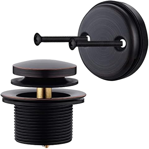 HANEBATH Brass Bath Tub Drain Kit, Tip-Toe Bathtub Drain Assembly and Two-Hole Overflow Faceplate, Oil Rubbed Bronze Cover