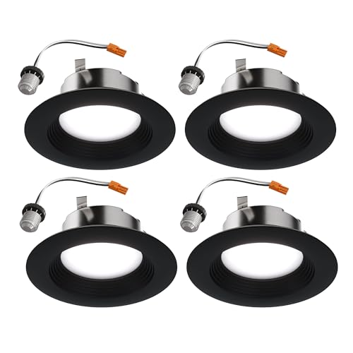 HALO LT 4 inch LED recessed Can Light Trim 5CCT dimmable 685lm Black 4PK - image 1