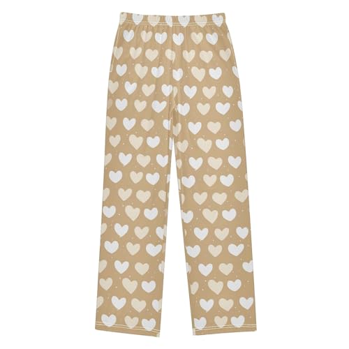 Hearts Long Pajama Pants Elastic Waist PJ Bottoms with Pockets S A1118812