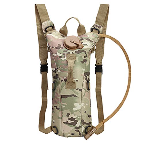 Haluoo Hydration Pack, Army Camouflage Water Backpack Leak Proof Water Reservoir with 3L Water Bladder Military Water Storage Bladder Bag for Hunting Climbing Pouch Survival Outdoor Backpack (C)
