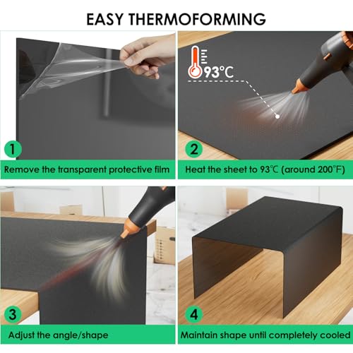 Image of ABS Plastic Sheet 1 /8 inch x 36 inch x 24 inch,Dual-Surface - Textured & Smooth, 2 Pack | Black Rigid Thermoplastic Board for Signs, Crafts, DIY Projects