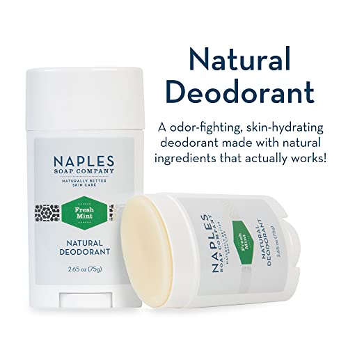 Naples Soap Company Natural Deodorant For Women And Men – Long-Lasting, Stain-Free Formula Prevents Odor-Causing Bacteria – Aluminum, Baking Soda, Talc-Free, Safe For Sensitive Skin, Fresh Mint, 2.65Oz #TOP5