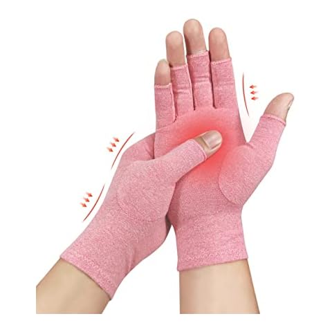 1 Pairs Arthritis Gloves Fingerless Compression Gloves Non-slip for Women Men Relieve Symptoms Rheumatoid Osteoarthritis Raynauds Disease Breathable Comfortable Fit Machine Washable (Pink (1 Pair), S) Cover