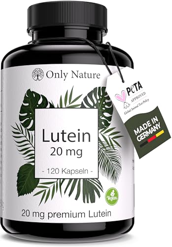 Only Nature® Lutein 20mg (mit 4 mg Zeaxanthin) - 120 Kapseln - Extra hochdosiert - in Deutschland produziert & laborgeprüfte Augenkapseln - 100% Vegan - Lutein hochdosiert