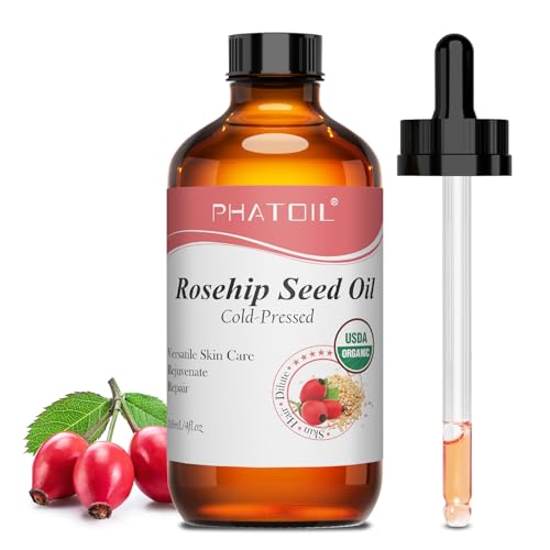 PHATOIL Olio di semi di rosa canina Bio118 ml, puro al 100%, olio di rosa canina, spremuto a freddo, senza esano per pelle, capelli e unghie, olio per il viso, olio per il corpo
