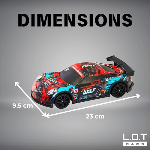 Image of L.O.T TOYS Night Wolf Remote Control Car | 20Kmph, 2.4Ghz | Rc Drift Car, Rc Car, Drift Car Remote Control, Flexible PVC Shell, Long Range Remote with Multi LED Lights (Fire)