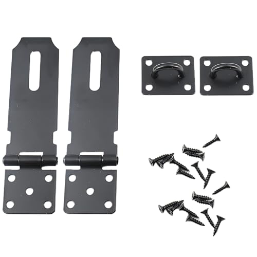 2 Pcs Hasp and Staple Heavy Duty with 18 Screws, Shed Door Lock Latch for External Doors Padlock Hasp for Windows, Cabinets, Pet Cages, Shed Latch Lock