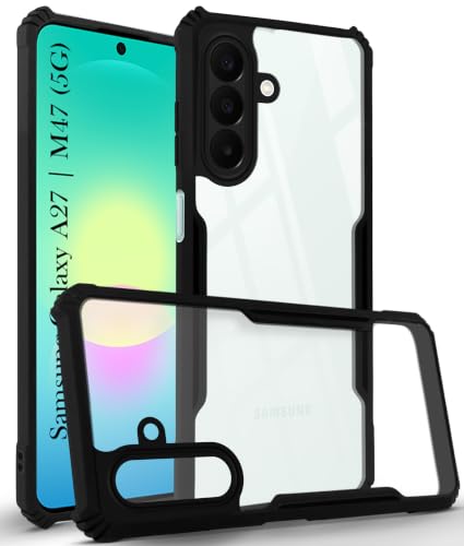 Image of Jkobi Hybrid Back Cover Case for Samsung Galaxy A27 5G | Samsung Galaxy M47 5G (Shockproof with Polycarbonate Clear Panel | Professional Black)