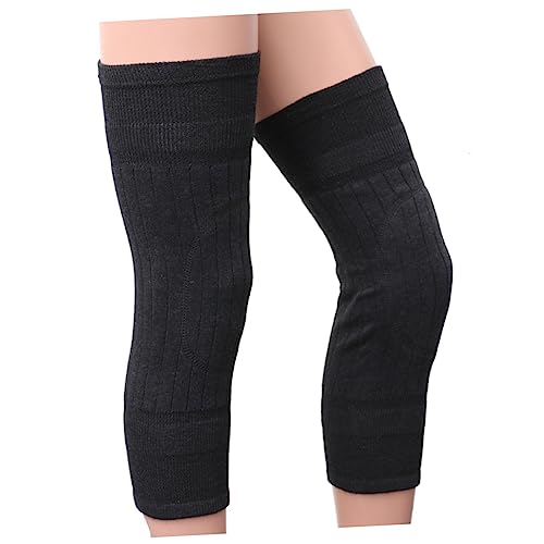 HAPINARY 1pair Breathable Thicken Wool Knee Warmers for Unisex Elastic Knee Brace Sleeves for Outdoor Sports Cold Weather Activities Dark Grey Random