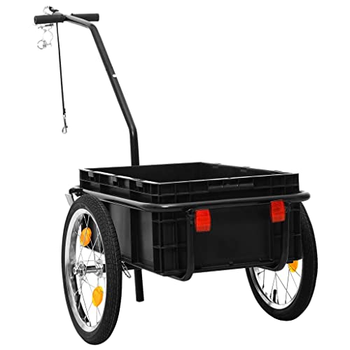 Genérico Remolque de Bicicleta/Carrito de Mano Acero Negro 155x60x83 cm,Deportes,Actividades al Aire Libre,Ciclismo,Accesorios para Bicicletas,Remolques para Bicicletas,91771
