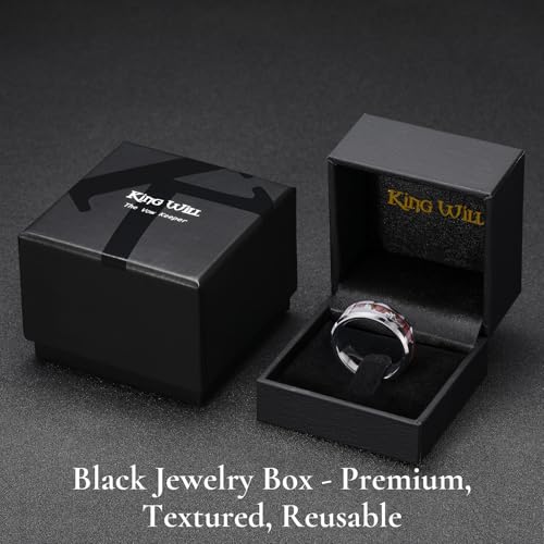 Image of King Will Nature Koa Wood Inlay Tungsten Carbide Wedding Ring 8mm Silver /Black /Gold /Green /Rose Gold /Blue Wedding Band for Men High Polished Anniversary Rings Comfort Fit Size 6-15