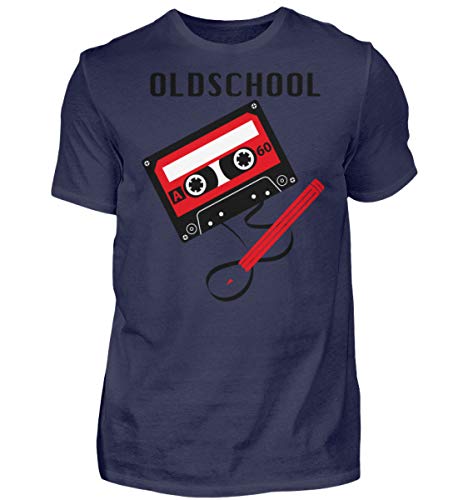 T-shirt homme Oldschool Tape grande taille XXL en bleu marine confortable