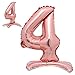 40 inch Standing Letter Rose Gold Alphabet Number Balloon Foil Mylar Party Wedding Bachelorette Birthday Bridal Shower Graduation Anniversary Celebration Decoration (40 inch Stand Rose Gold 4)