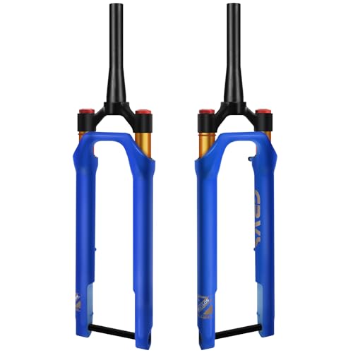 BUCKLOS GRVS 1 1/8 700C Gravel Road Bike Air Suspension Fork, 40mm Travel 28.6mm Threadless Tapered Tube, 100 * 12mm Thru Axle, Manual Lockout Disc Brake Bicycle Front Fork