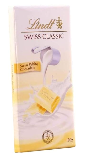 Lindt Swiss Classic White Chocolate Creamy Bar, Premium Swiss White Chocolate, 100g (Product Of Switzerland)