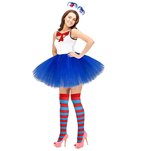 Dangcos Tutu Dress For Women Teen Girls Bluetulle Tutu Skirt Short Classic Elastic 5 Layered Skirts With Accessories Fourth Of July #TOP5