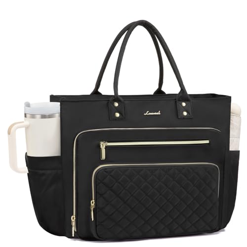 LOVEVOOK Laptop Tote Bag for Women With Large Cup Holder, Work Bags Teacher Nurse Computer Bag, 15.6 Inch Professional Briefcase Business Travel Large Purses Handbag, Diaper Bag With Multi-Pockets