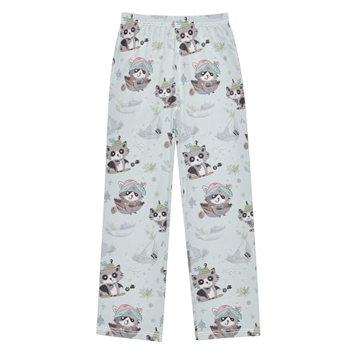 visesunny Boys' Pants Cute Gray Pirate Raccoon Light Green Jogger Pants Elastic Waist Long Bottoms Trousers with Pockets