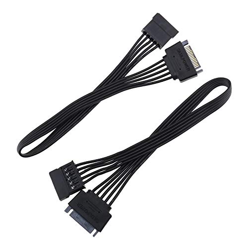 YINETTECH SATA-Strom-Verlängerungskabel, 15-polig, Stecker auf Buchse, Festplattenkabel, 30 cm, 18 AWG, für HDD-SSD-Laufwerke, optische Laufwerke, DVD-Brenner, 2 Stück
