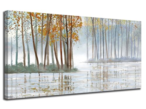 Image of Arjun Birch Trees Wall Art Canvas Forest Landscape Picture Painting, Nature Modern Artwork Large Framed for Living Room Bedroom Home Office Wall Decor 48 inchx24 inch
