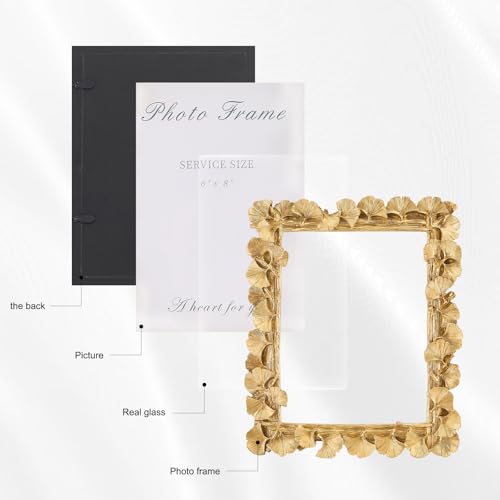 Image of 6x8 Vintage Picture Frames, Picture Frame for Table Top Display and Wall Hanging Home Decor (Gold 02, 6x8 Inch)