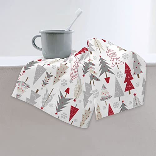 Supluchom Hand Towel Christmas Pine Tree White Winter For Bathroom Kitchen Microfiber Fingertip Bath Towels 16 X 27.5 Inch Soft Xmas New Year Decorative Home Hotel Gym Laundry Room #TOP5